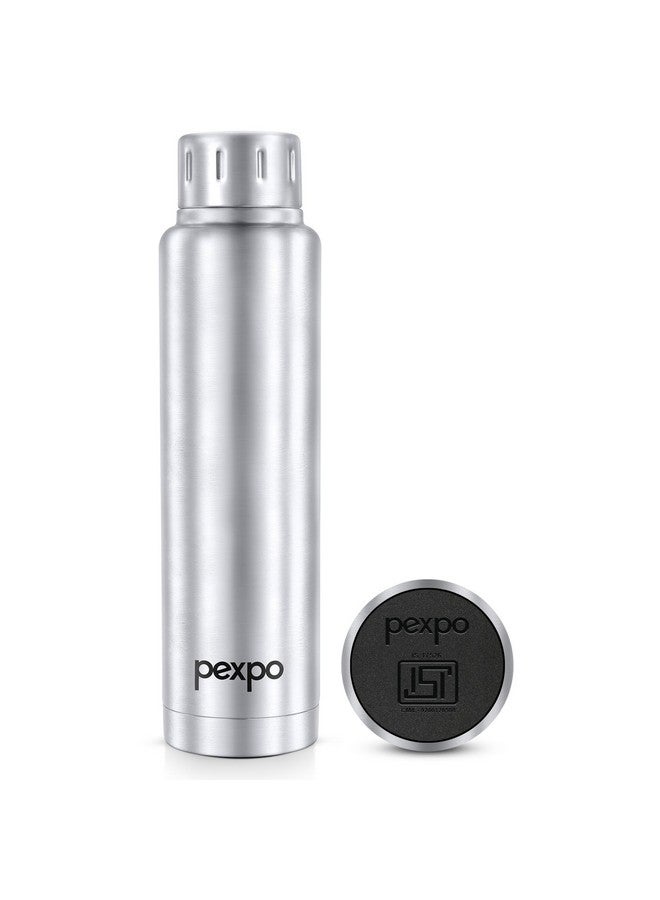 Pexpo Cameo ISI Certified Vacuum Insulated 500ml Stainless Steel Water Bottle - Silver | Hot & Cold Upto 6-8 Hours | Leak Proof | Office, School, Gym, & Travelling|Men, Women & Kids - Image 1