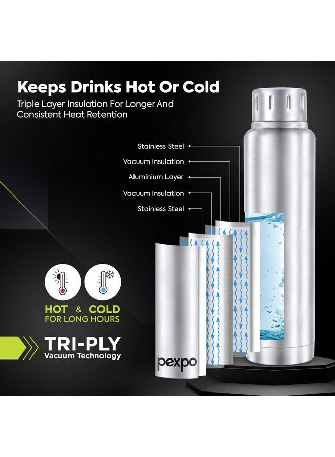 Pexpo Cameo ISI Certified Vacuum Insulated 500ml Stainless Steel Water Bottle - Silver | Hot & Cold Upto 6-8 Hours | Leak Proof | Office, School, Gym, & Travelling|Men, Women & Kids - Image 3