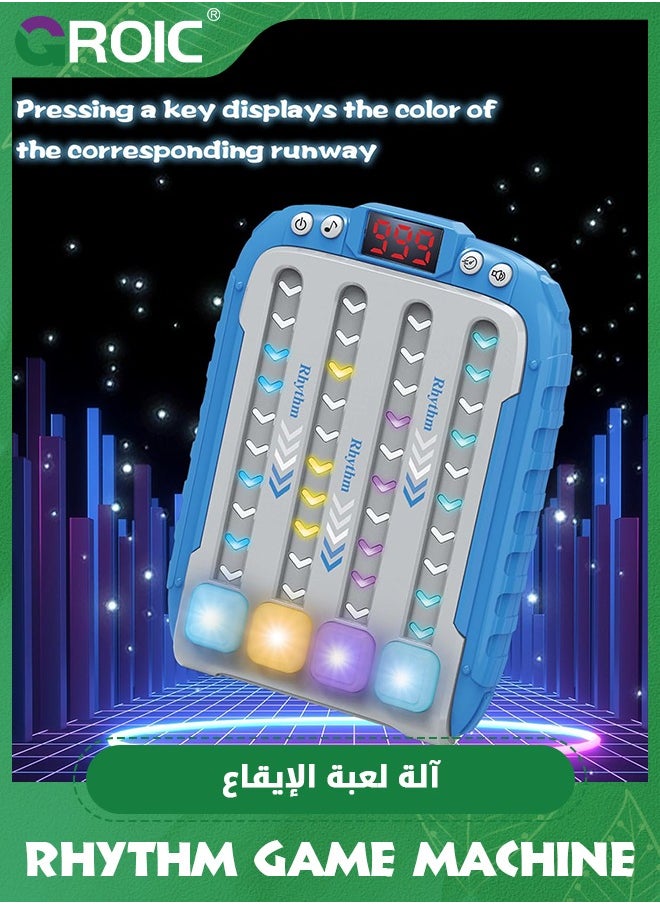 GROIC - Rhythm Game Machine, Handheld Games Pop it Game Rhythm Quick Push Machine Rhythm Button Game with 6 Levels with Music & Light, Kids Rhythm Game Stress Relief Toys for Kids (Blue) - Image 1