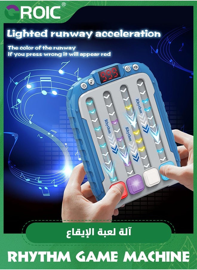 GROIC - Rhythm Game Machine, Handheld Games Pop it Game Rhythm Quick Push Machine Rhythm Button Game with 6 Levels with Music & Light, Kids Rhythm Game Stress Relief Toys for Kids (Blue) - Image 1