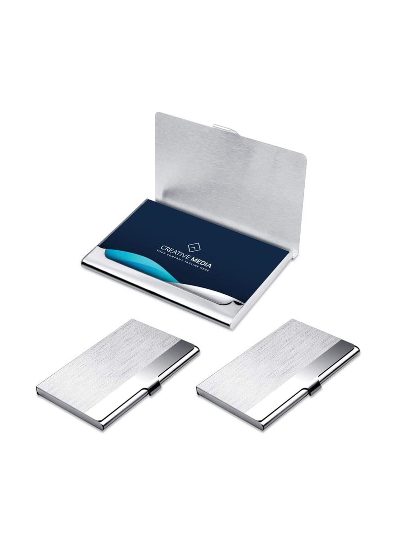 SYOSI Business Card Holder Case 3 PCS Card Holder Business Stainless Steel Card Holder Professional Business Name Card Case Organiser for Business Card ID Credit Card  - Image 1