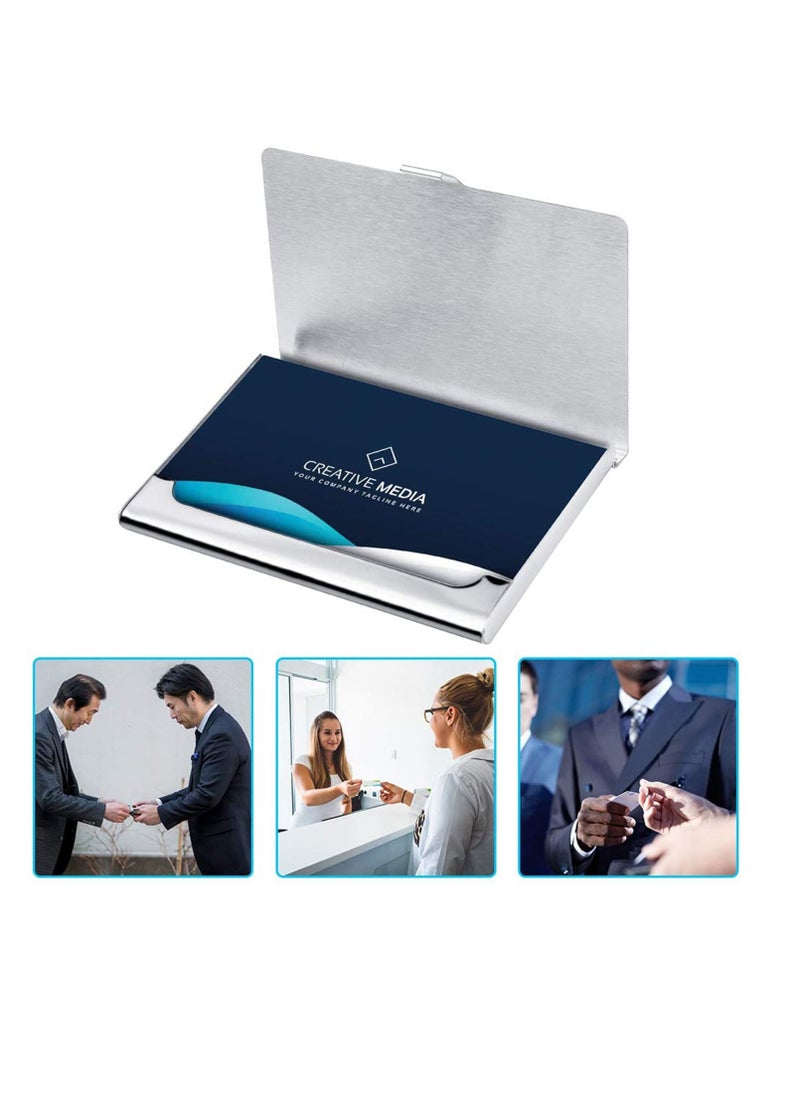 SYOSI Business Card Holder Case 3 PCS Card Holder Business Stainless Steel Card Holder Professional Business Name Card Case Organiser for Business Card ID Credit Card  - Image 2