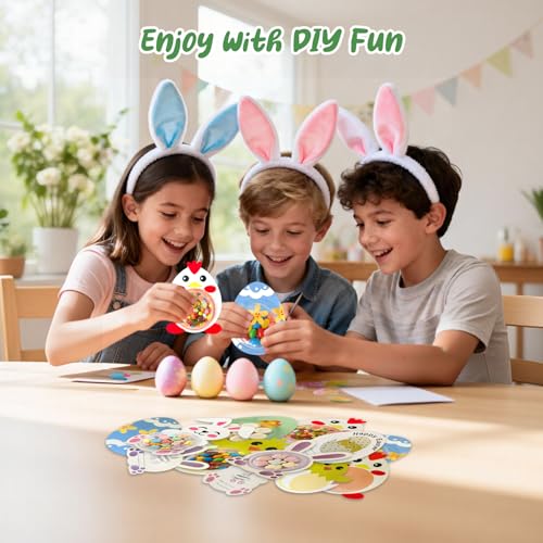 Gvwoye 24 Pack Candy Cards Set- Bunnies Eggs Chick Candy Cards Gifts Set with Plastic Domes, Greeting DIY Card Holder Classroom Favors for Kids, Family Gatherings(Candy not Included) - Image 5