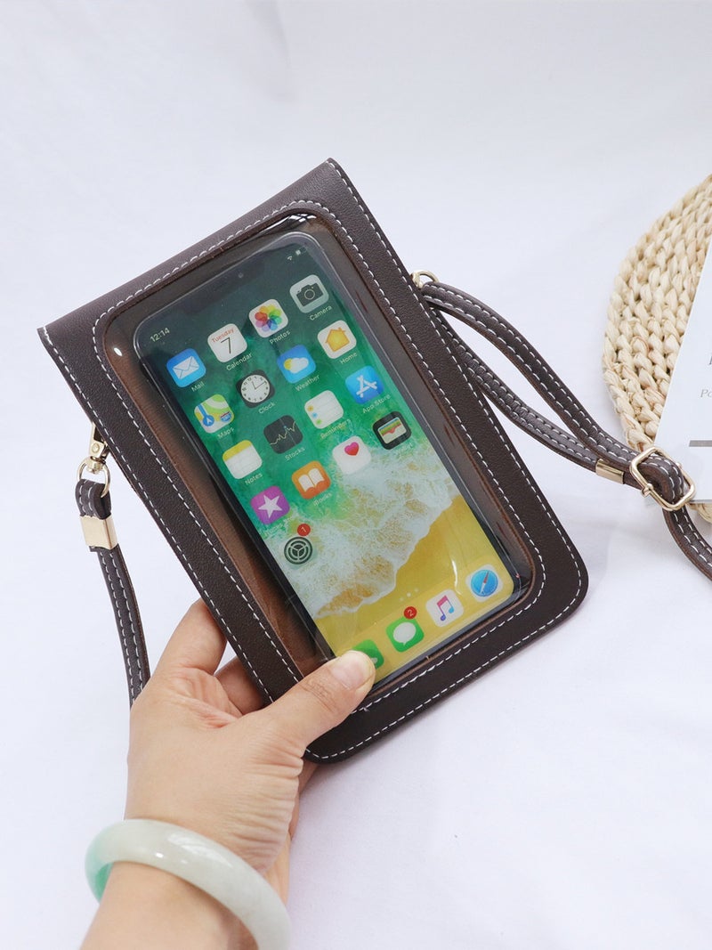 Touch Screen Mobile Phone Bag Messenger Bag Women'S Simple Vertical Universal Sweet Mini Bag Coin Purse - Image 3