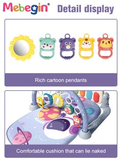 MEBEGIN Baby Play Mat with 5 Sensory Toys and Piano Board, Baby Piano Gym Mat, Early Development Playmat, Musical Activity Center, Interactiveactivity Center for Babies, Used for Lying, Sitting, Tummy Time, Take-Along, 3 AA Batteries Required(Not Included)  - Image 4