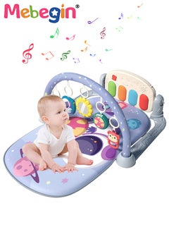 MEBEGIN Baby Play Mat with 5 Sensory Toys and Piano Board, Baby Piano Gym Mat, Early Development Playmat, Musical Activity Center, Interactiveactivity Center for Babies, Used for Lying, Sitting, Tummy Time, Take-Along, 3 AA Batteries Required(Not Included)  - Image 1