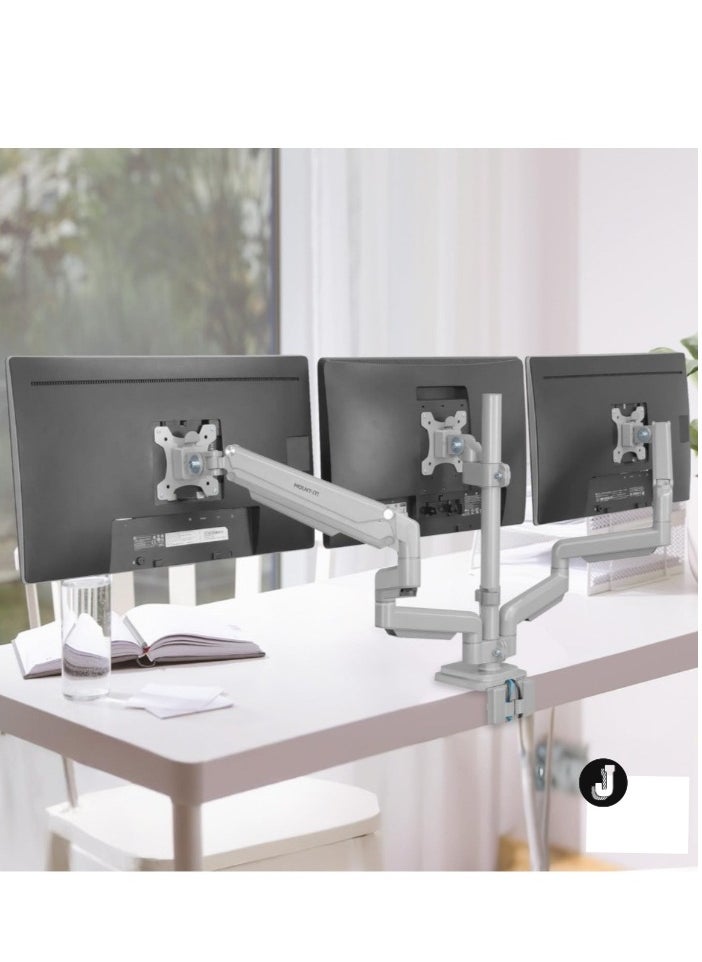 JAJEEK Triple Monitor Desk Mount with USB & Audio Ports – Height Adjustable Stand for 24”-32” Screens, Perfect for Gaming, Office Work, and Multi-Screen Setup  - Image 3