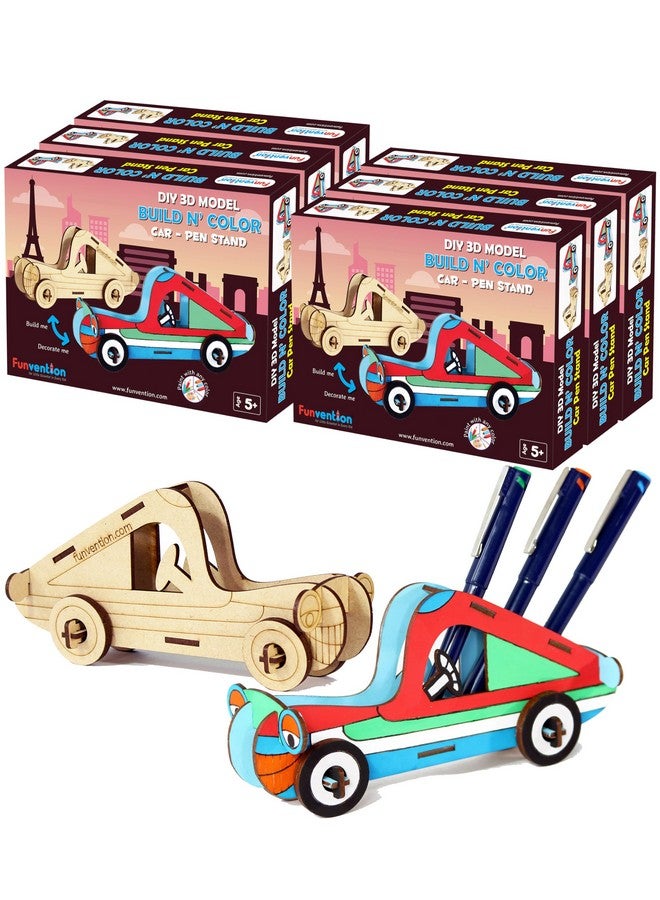فنفينشين سيارة فنفنشن - نموذج تلوين ثلاثي الأبعاد (عبوة من 6 قطع) - منظم مكتب وحامل أقلام - لعبة ألغاز ثلاثية الأبعاد لتعلم العلوم والرياضيات والهندسة والتكنولوجيا - مجموعة فنية وتلوين ورسم للأطفال - هدية عيد ميلاد، مجموعة حفلات اصنعها بنفسك للأطفال - Image 1