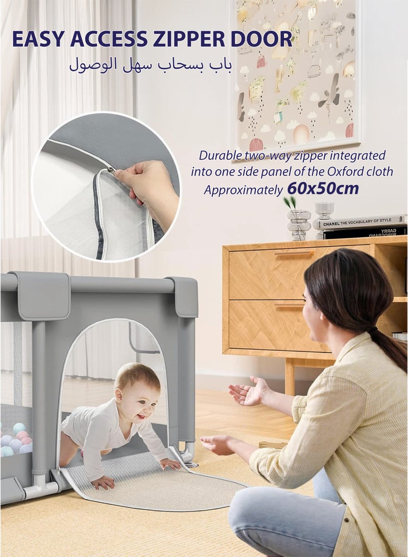 Toshionics Baby Playpen 150x180cm with 50 Balls & Double-Sided Crawling Mat | Large Foldable Kids Play Yard Safety Fence | Indoor Outdoor Playpen for Babies & Toddlers | Non-Toxic Waterproof Play Mat Combo Set - Image 3