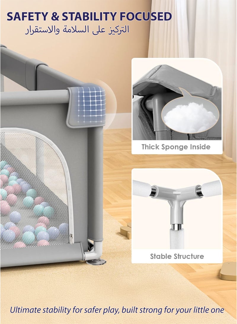 Toshionics Baby Playpen 150x180cm with 50 Balls & Double-Sided Crawling Mat | Large Foldable Kids Play Yard Safety Fence | Indoor Outdoor Playpen for Babies & Toddlers | Non-Toxic Waterproof Play Mat Combo Set - Image 4