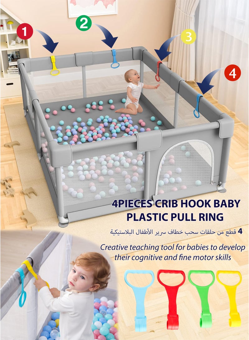 Toshionics Baby Playpen 150x180cm with 50 Balls & Double-Sided Crawling Mat | Large Foldable Kids Play Yard Safety Fence | Indoor Outdoor Playpen for Babies & Toddlers | Non-Toxic Waterproof Play Mat Combo Set - Image 2