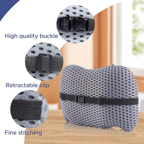 BYMECOST Lumbar Support Pillow for Office Chair, Car Lumbar Pillow Lower Back Pain Relief, Memory Foam Back Cushion with 4D Mesh Cover and Adjustable Straps, Ergonomic Chair Back Pillow for Car,Bed, Gaming - Image 3