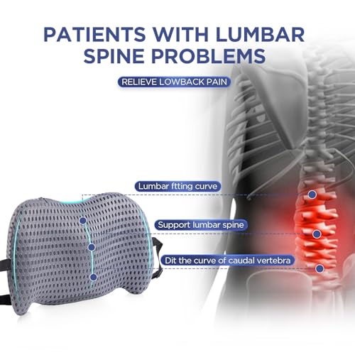 BYMECOST Lumbar Support Pillow for Office Chair, Car Lumbar Pillow Lower Back Pain Relief, Memory Foam Back Cushion with 4D Mesh Cover and Adjustable Straps, Ergonomic Chair Back Pillow for Car,Bed, Gaming - Image 2