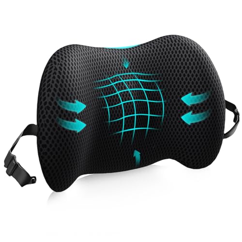 BYMECOST Lumbar Support Pillow for Office Chair, Car Lumbar Pillow Lower Back Pain Relief, Memory Foam Back Cushion with 4D Mesh Cover and Adjustable Straps, Ergonomic Chair Back Pillow for Car,Bed, Gaming - Image 1