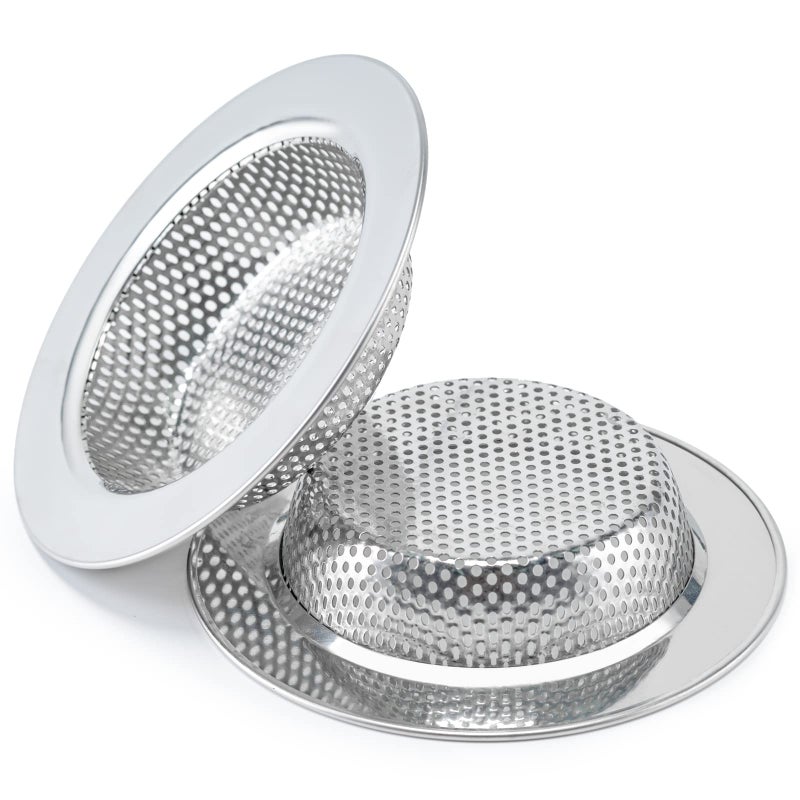 Honmein 2 Pcs Sink Strainer for Most Kitchen Sink Drain Basket, Upgraded Double-Layer Safe Design Kitchen Sink Strainer (Outer Diameter 4.5 Inch) - Image 1