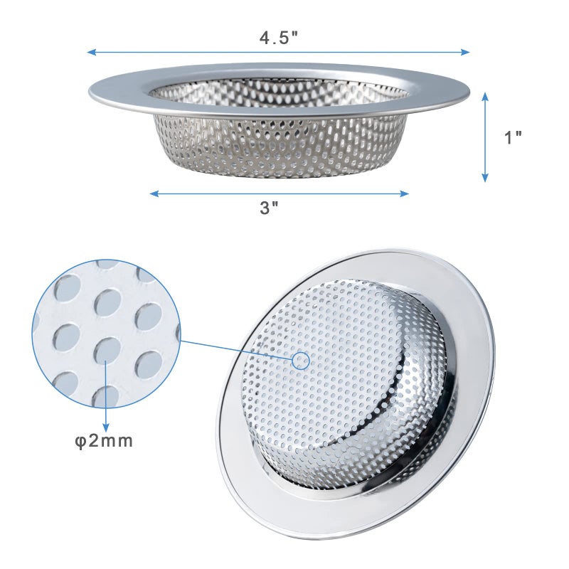 Honmein 2 Pcs Sink Strainer for Most Kitchen Sink Drain Basket, Upgraded Double-Layer Safe Design Kitchen Sink Strainer (Outer Diameter 4.5 Inch) - Image 4