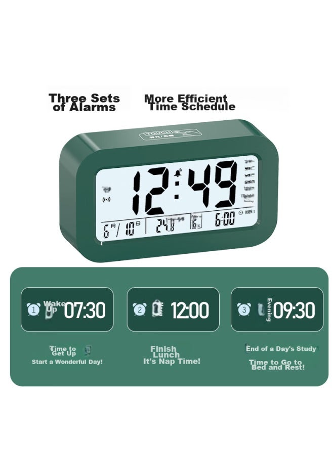 Compas Electronic Alarm Clock For Students, Wake-up Aid, Digital Clock, Children's Alarm Clock 801, Rechargeable, Dark Green - Image 4