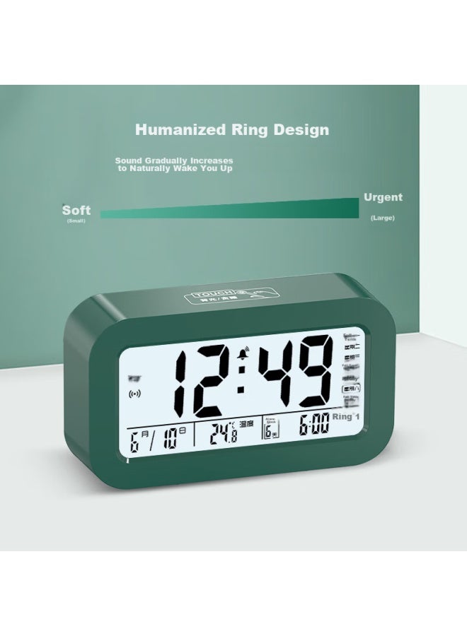 Compas Electronic Alarm Clock For Students, Wake-up Aid, Digital Clock, Children's Alarm Clock 801, Rechargeable, Dark Green - Image 3