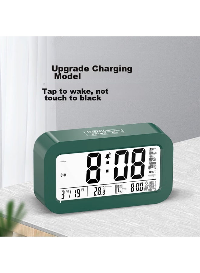 Compas Electronic Alarm Clock For Students, Wake-up Aid, Digital Clock, Children's Alarm Clock 801, Rechargeable, Dark Green - Image 1