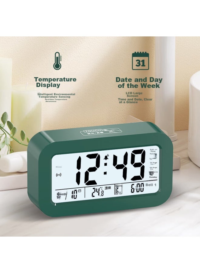 Compas Electronic Alarm Clock For Students, Wake-up Aid, Digital Clock, Children's Alarm Clock 801, Rechargeable, Dark Green - Image 2