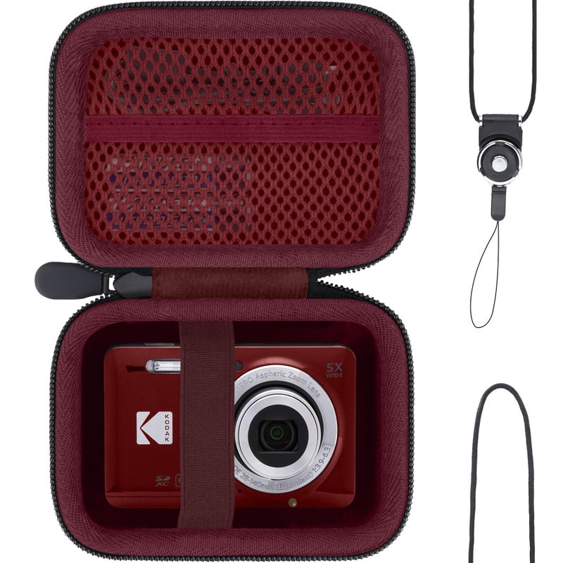 Khanka حافظة سفر صلبة بديلة لكاميرا كوداك PIXPRO FZ55/FZ45/FZ43 الرقمية، حافظة فقط. (أحمر) - Image 1