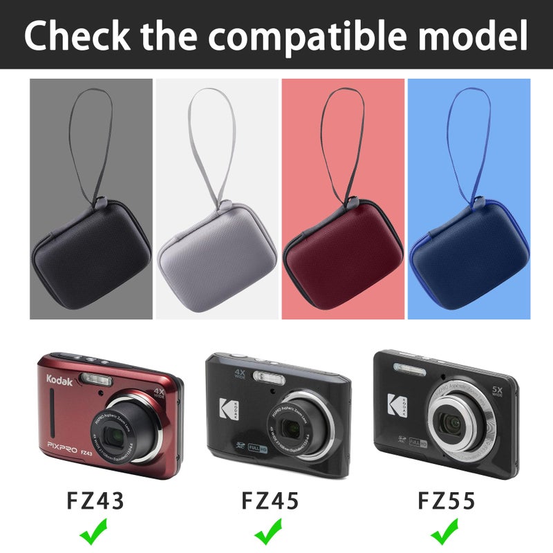 Khanka حافظة سفر صلبة بديلة لكاميرا كوداك PIXPRO FZ55/FZ45/FZ43 الرقمية، حافظة فقط. (أحمر) - Image 2