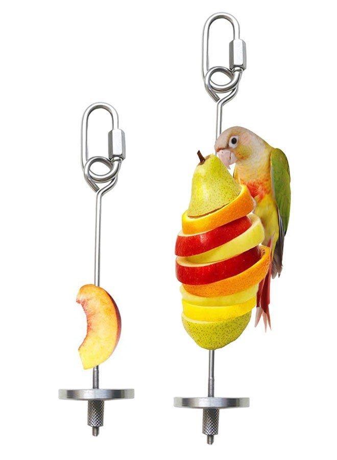 وهاواي 2pcs Stainless steel parrot fruit and vegetable stick holder - bird feeding toy, foraging toy, treatment string - Image 1