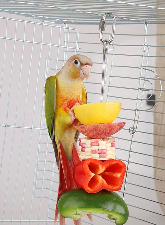 وهاواي 2pcs Stainless steel parrot fruit and vegetable stick holder - bird feeding toy, foraging toy, treatment string - Image 5