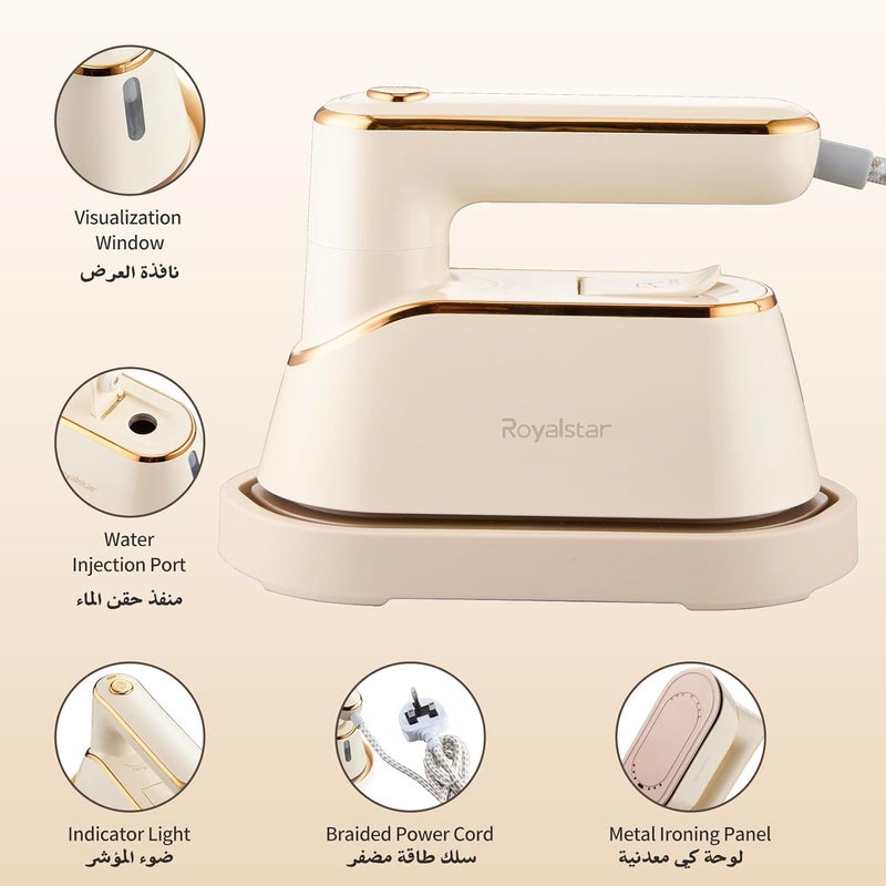 رويال ستار مكواة بخار قابلة للطي من ROYALSTAR بقوة 1200 واط وسخان سريع 20 ثانية، مكواة رطبة وجافة، كي مسطح وكي معلق 3 في 1، مكواة سفر صغيرة خفيفة محمولة مع سلك مجدول متين، للمنزل والسفر - Image 3