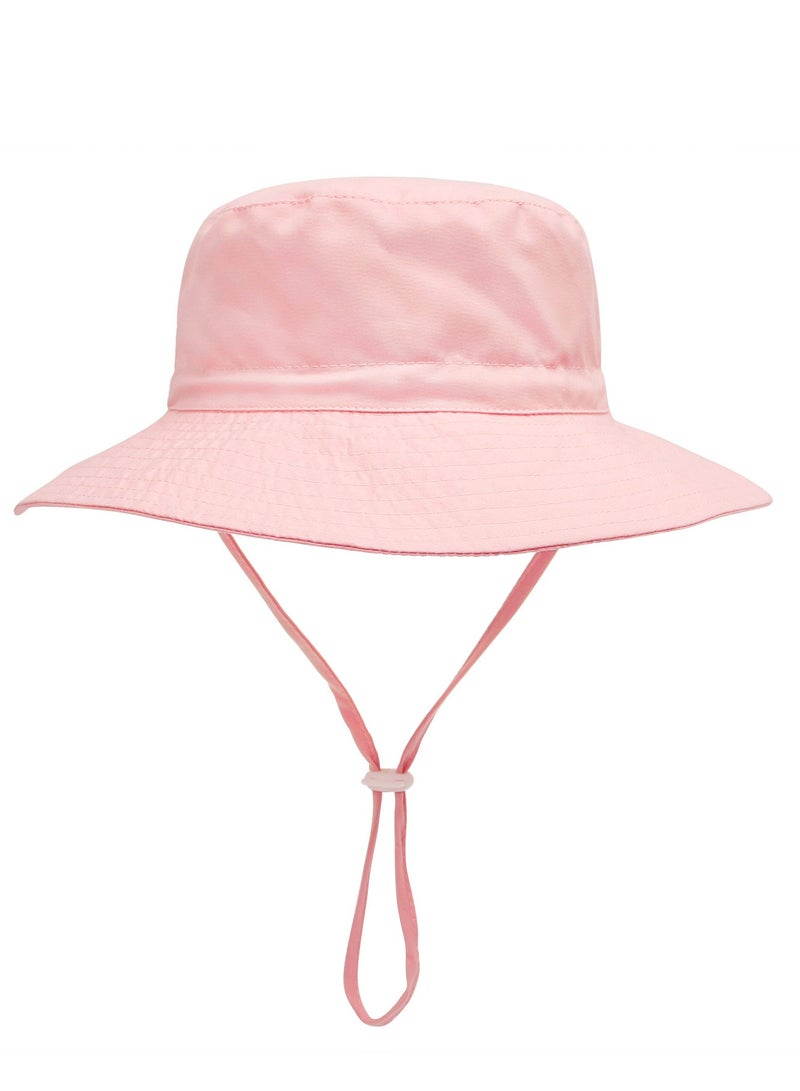 Summer Toddler Bucket Hat Wide Brim Adjustable Beach Hats for Boys Girls Sun Protection Beach Hat  Baby Hats(pink-s) - Image 1