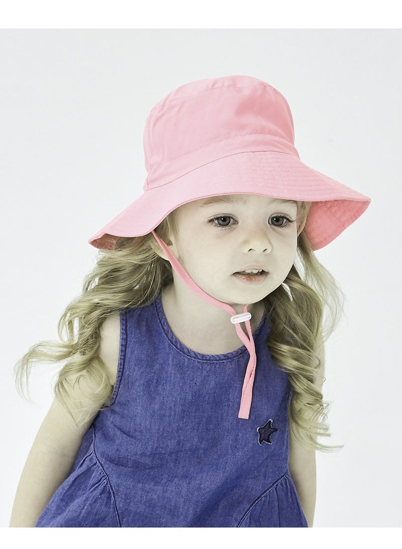 Summer Toddler Bucket Hat Wide Brim Adjustable Beach Hats for Boys Girls Sun Protection Beach Hat  Baby Hats(pink-s) - Image 4