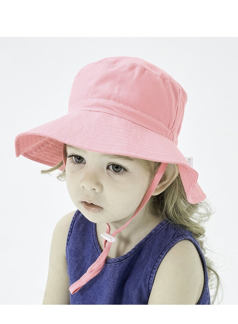 Summer Toddler Bucket Hat Wide Brim Adjustable Beach Hats for Boys Girls Sun Protection Beach Hat  Baby Hats(pink-s) - Image 5
