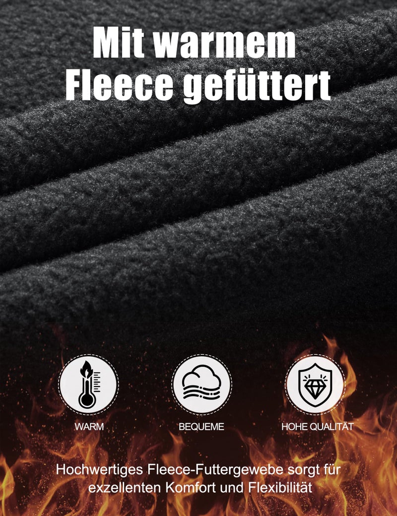 FREE SOLDIER Men's Fleece Lined Outdoor Cargo Hiking Pants Water Repellent Softshell Snow Ski Pants with Zipper Pockets(Black 34W x 32L) - Image 3