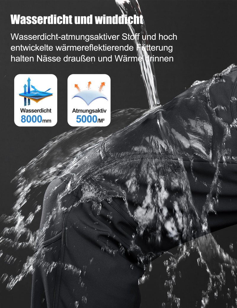 FREE SOLDIER Men's Fleece Lined Outdoor Cargo Hiking Pants Water Repellent Softshell Snow Ski Pants with Zipper Pockets(Black 34W x 32L) - Image 4