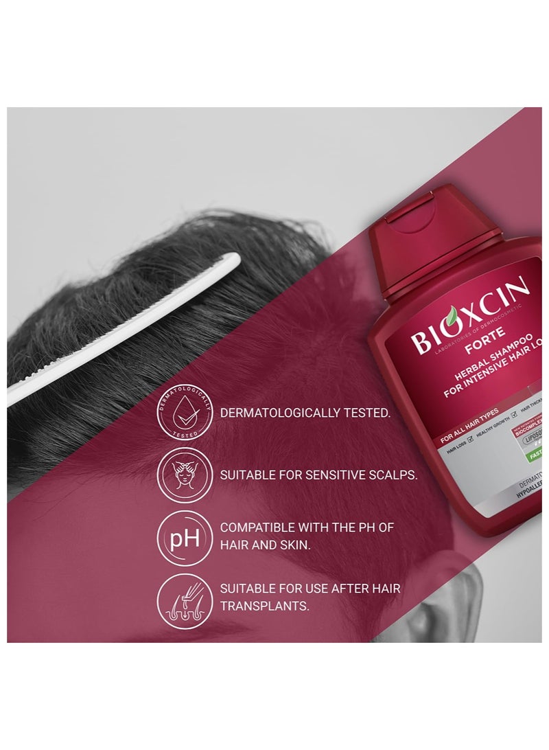 Bioxcin Forte Hair Loss Shampoo 300ml, Daily Care Treatment for Men &Women, Sensitive Scalp Formula Herbal Shampoo for Hair Growth, Complete Care Thickening & Nourishing Conditioner Intensive Hair Loss - Image 3