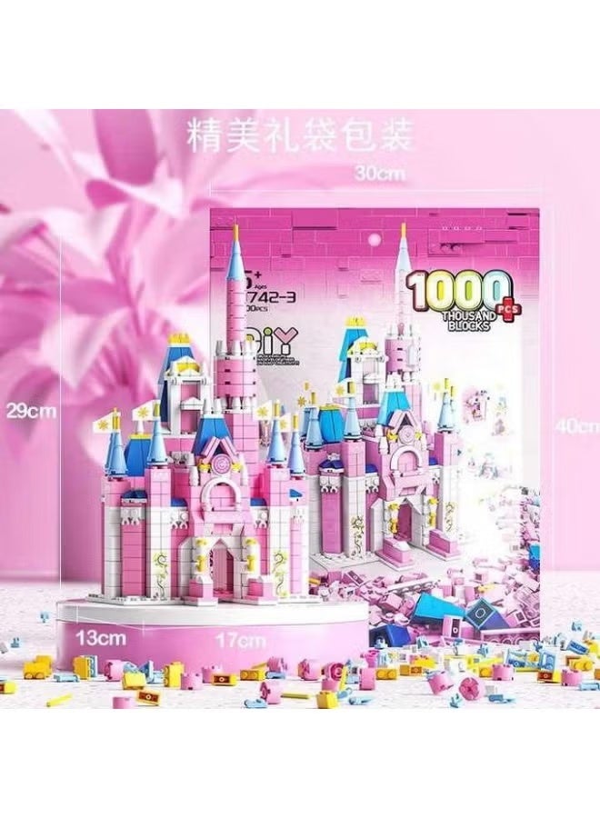 1000 pieces, 6 in 1 Pink Dream Castle for Princesses, Queen House Building Set for Girls - Image 1