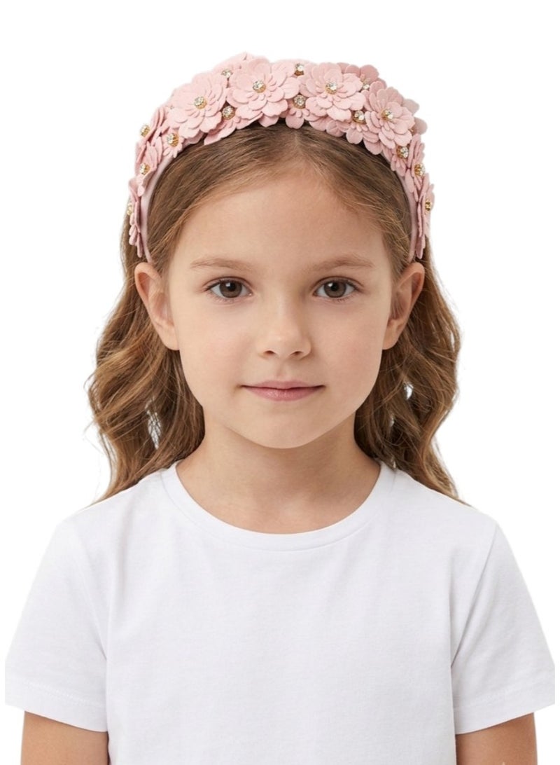 Bidani Floral Appliqué Headband - Light Pink - Image 1