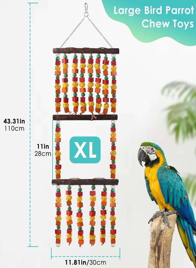 DBNESS 43" Extra Large Bird Parrot Toys, Multicolored Wooden Blocks Chewing Toy with Rattan Balls and Perches for Eclectus, African Greys, Cokatoos, Amazon Parrots - Image 2