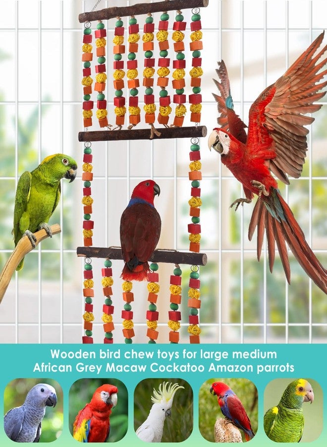 DBNESS 43" Extra Large Bird Parrot Toys, Multicolored Wooden Blocks Chewing Toy with Rattan Balls and Perches for Eclectus, African Greys, Cokatoos, Amazon Parrots - Image 5