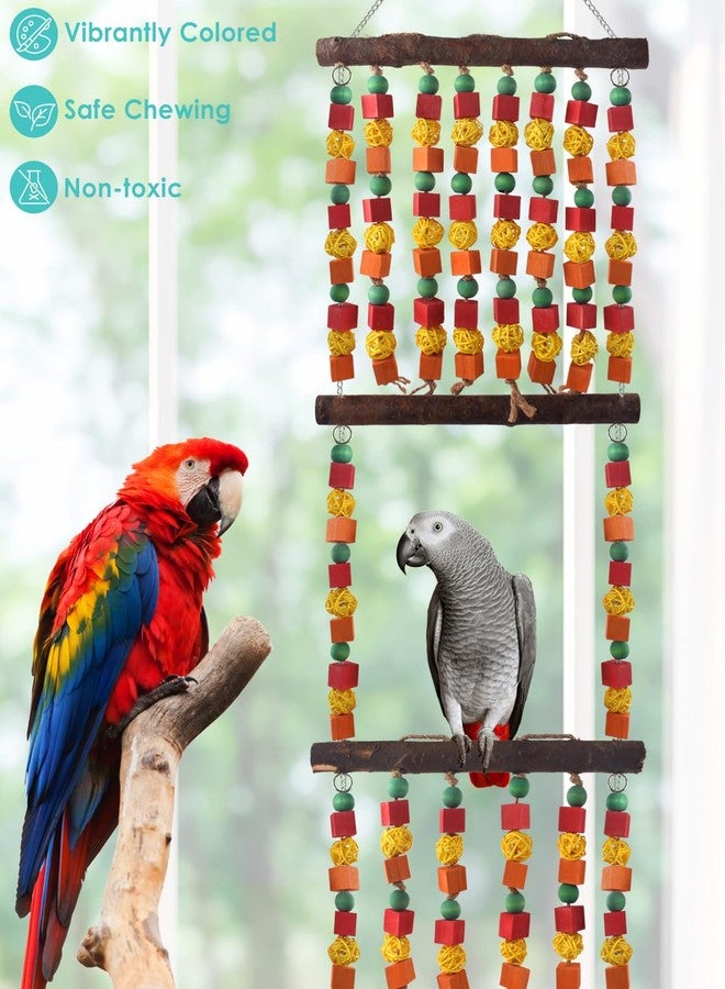 DBNESS 43" Extra Large Bird Parrot Toys, Multicolored Wooden Blocks Chewing Toy with Rattan Balls and Perches for Eclectus, African Greys, Cokatoos, Amazon Parrots - Image 3