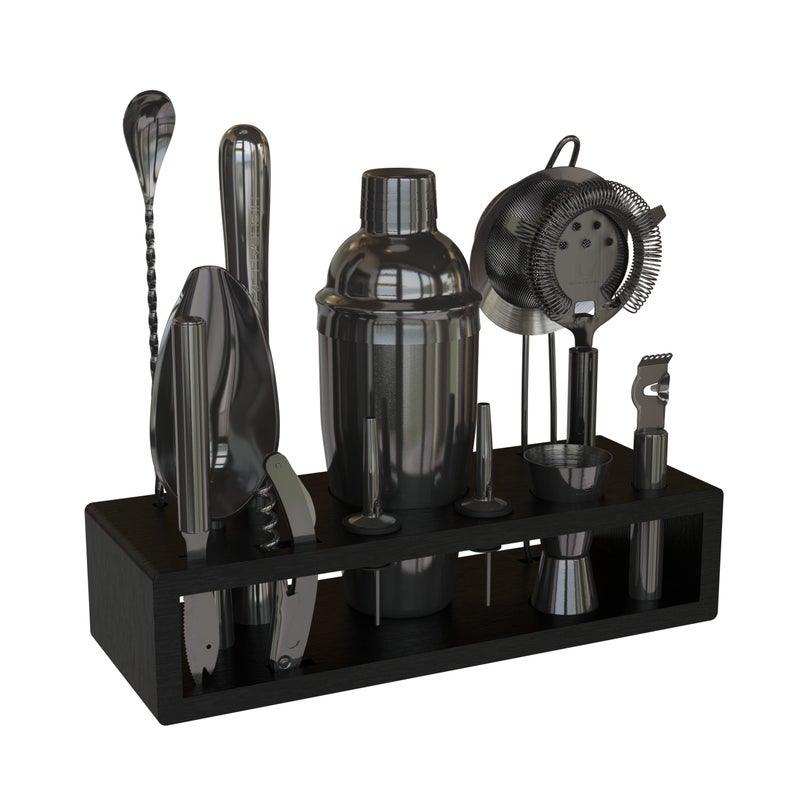 Highball  Chaser 13Piece Cobbler Cocktail Shaker Set Black Polished Stainless Steel Bartender Kit For Home Bar Cocktail Set  Laser Engraved Cocktail Tools  Plus EBook with 30 Cocktail Recipes