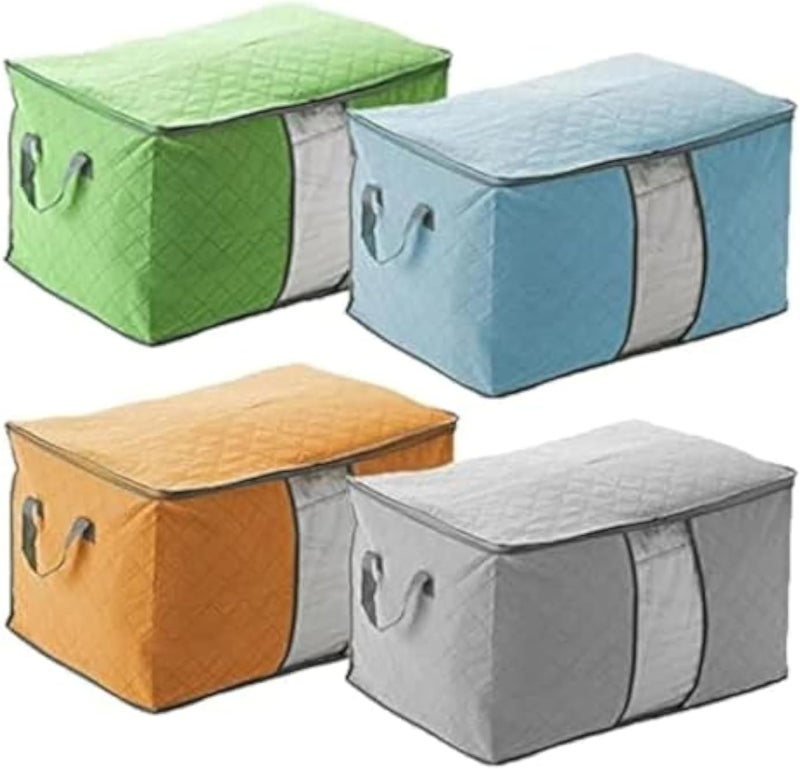 Garment/Blankets Storage Bags with Clear Window, Assorted colors, 4x100L, Large