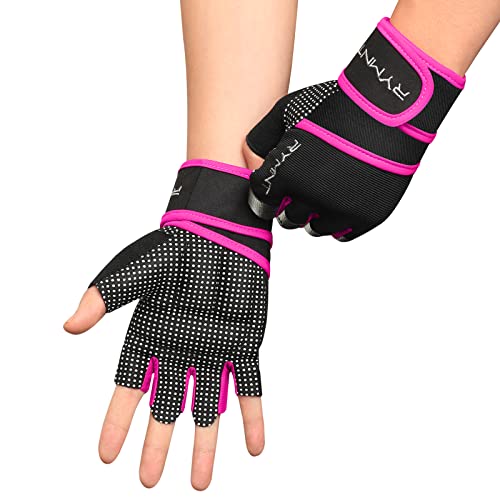 RYMNT Workout Gloves with Weight Lifting Wrist Wrap,Vented Cushioned Palm & Extra Grip for Men Women Gym,Weightlifting,Fitness Training,Fitness,Exercise,WODs,Pullups.Pink-Medium - Image 1