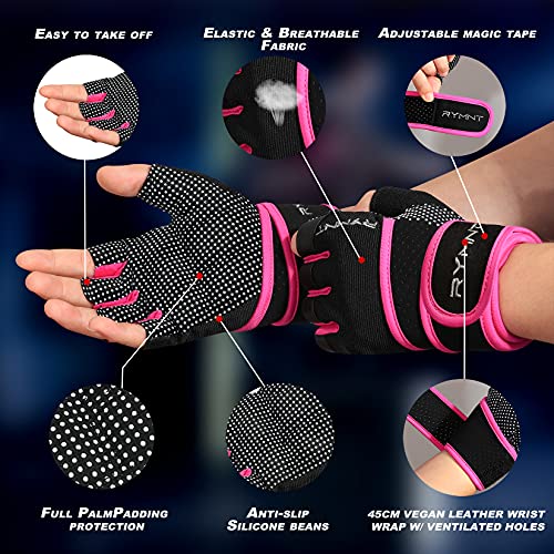 RYMNT Workout Gloves with Weight Lifting Wrist Wrap,Vented Cushioned Palm & Extra Grip for Men Women Gym,Weightlifting,Fitness Training,Fitness,Exercise,WODs,Pullups.Pink-Medium - Image 2