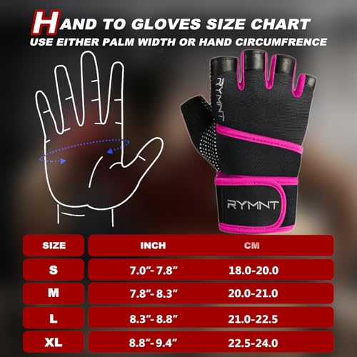 RYMNT Workout Gloves with Weight Lifting Wrist Wrap,Vented Cushioned Palm & Extra Grip for Men Women Gym,Weightlifting,Fitness Training,Fitness,Exercise,WODs,Pullups.Pink-Medium - Image 4