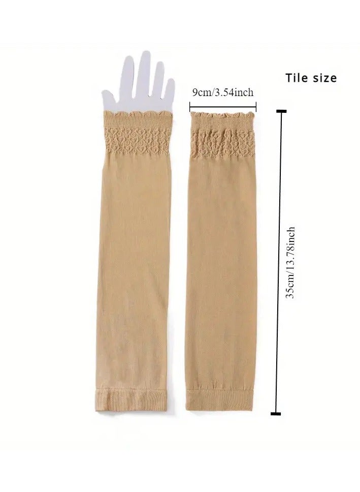 Goolsky 1 Pair Solid Color Elastic Sleeves Thin Breathable Arm Sleeves Summer UV Protection Sun Sleeves For Muslim Women ﻿ - Image 3