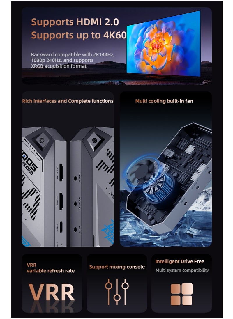 PIVA VD05 Power Adapter Captures high-quality video and provides high-speed transmission without delay Built-in fan for multiple heat dissipation ensures long-term stable live streaming