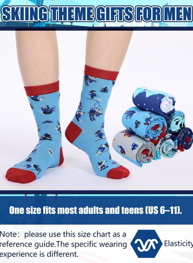 Maiteenly 10 Pairs Funny Ski Themed Crew Socks Novelty Winter Snowboarding Gift Ideas for Ski Lovers Skiers Men Youth Christmas Xmas Holiday, 10 Styles - Image 5