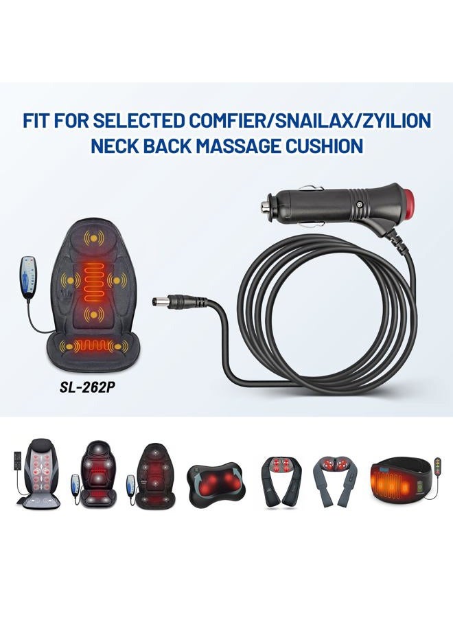 Anina 12V Car Charger Adapter for Selected Snailax Back Massage Seat Cushion Replacement Power Cord Cable Cigarette Lighter Compatible with Comfier/Snailax/ZYILION Neck Back Massage Cushion - Image 4
