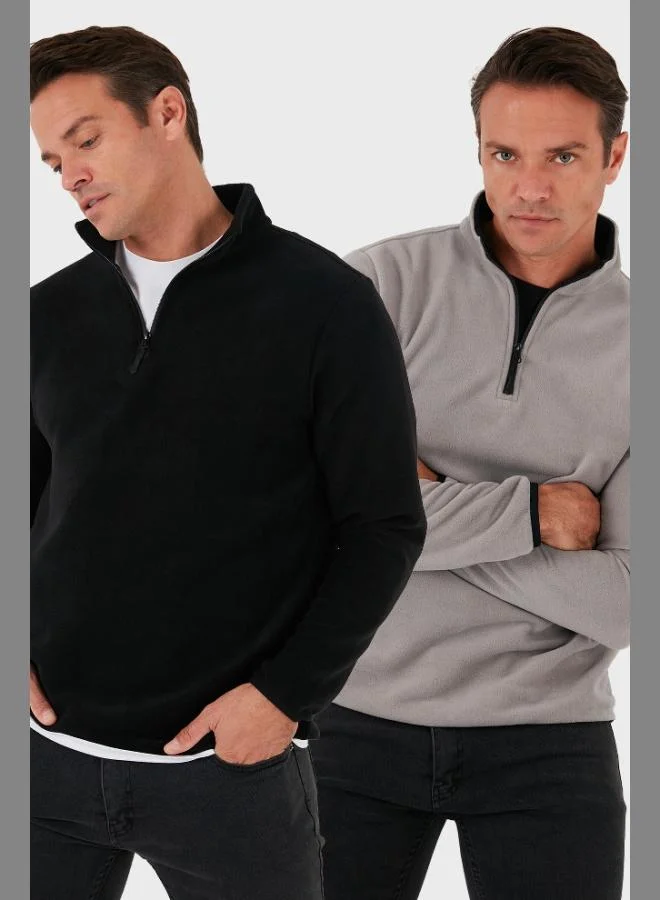 Buratti Slim Fit Half Zipper Stand Collar 2-Pack Polar Men's POLAR 5906003S2